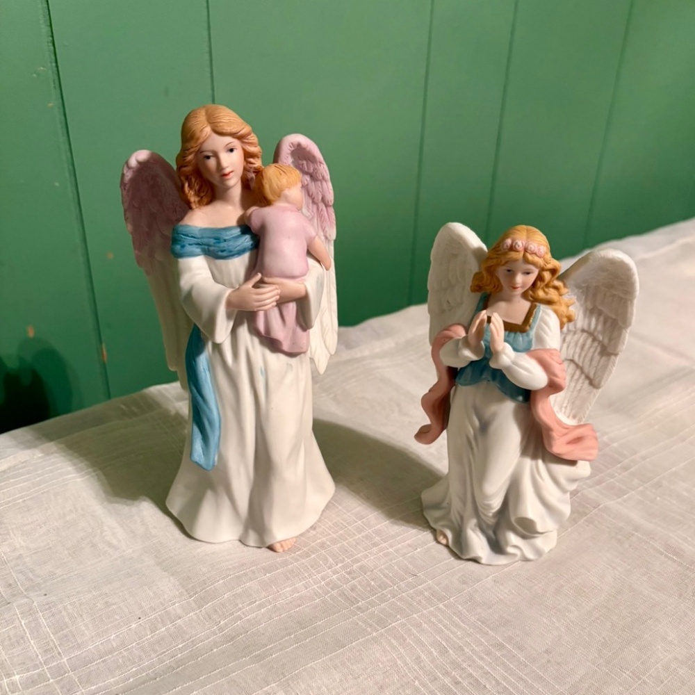 Homco Guardian Angel & Angelic Prayers 1434 & 1474 Porcelain Vintage Figurines